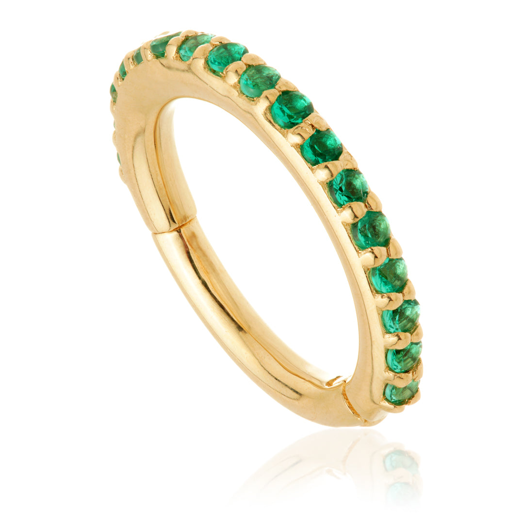 Ivy - 14ct Gold Pavé Emerald Eternity Hinge Ring