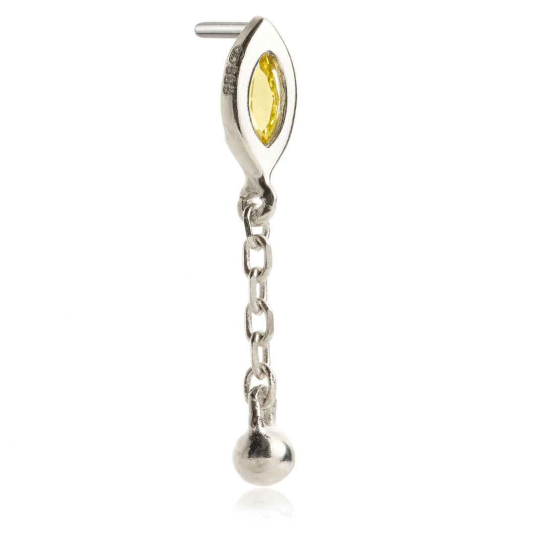Jewelled Marquise & Ball - 14ct Threadless Attachment