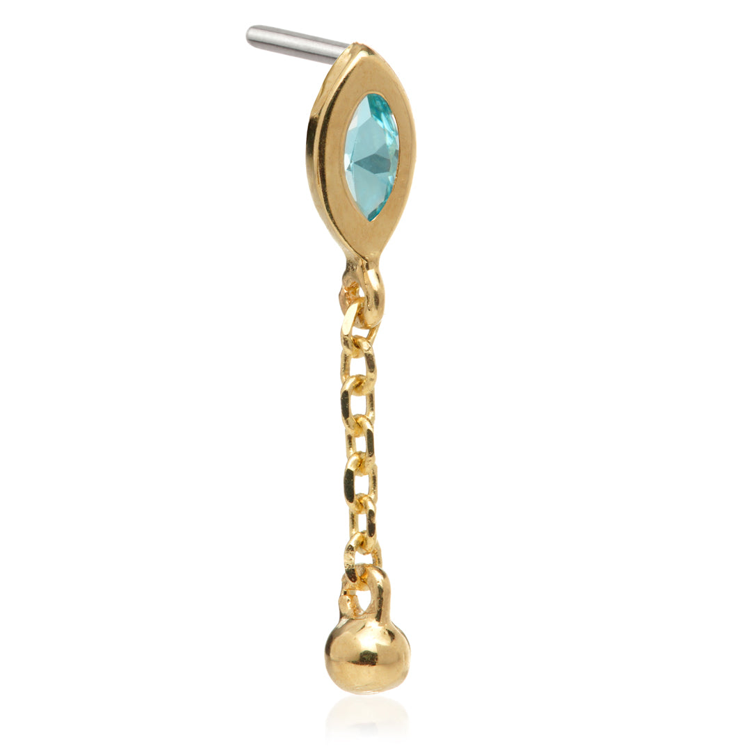 14ct Threadless Jewelled Marquise & Ball Attachment