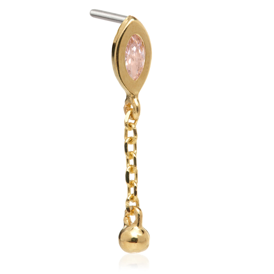 14ct Threadless Jewelled Marquise & Ball Attachment