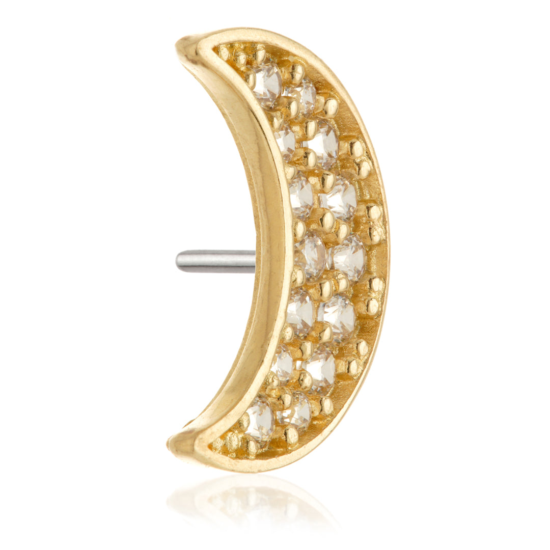 TL - 14ct Solid Gold Threadless Jewelled Crescent Moon Attachment