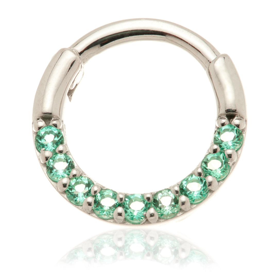 Amara - 14ct Gold Pavé Emerald Daith Septum Ring
