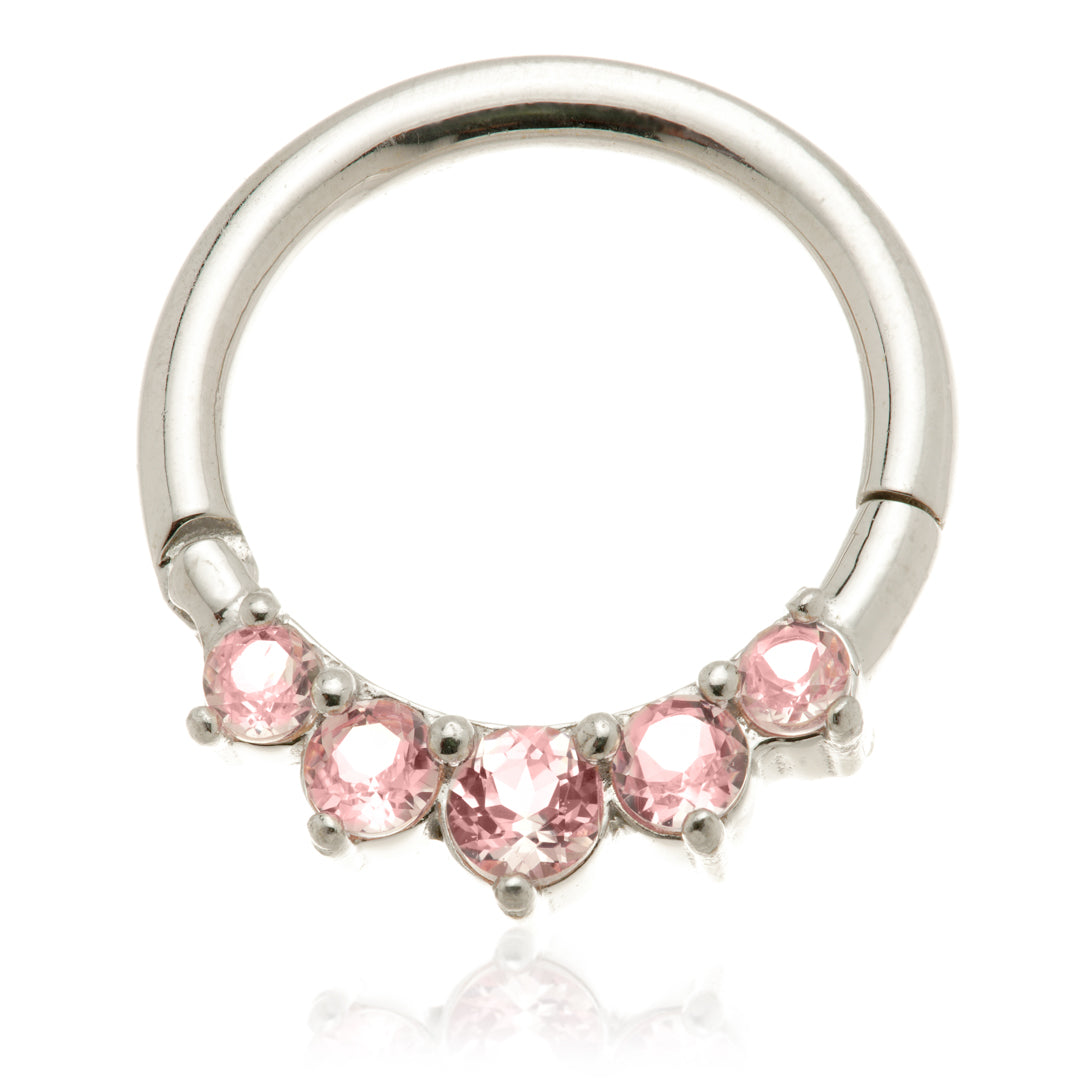 Vivien - 14ct Gold Front Facing Pink Sapphire Hinge Ring