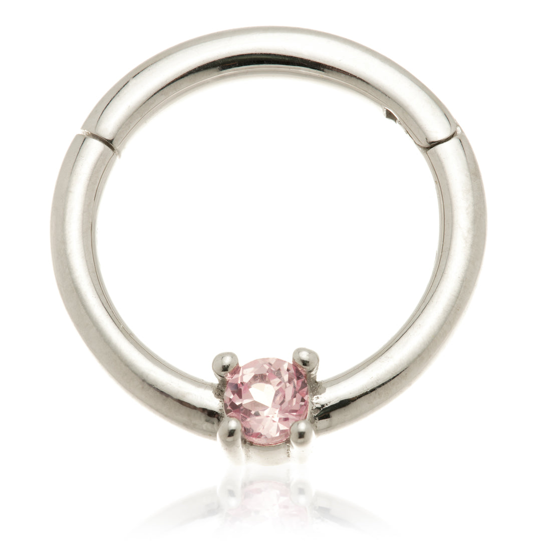 Quinn - 14ct Gold Pink Sapphire Prong Set Hinge Ring
