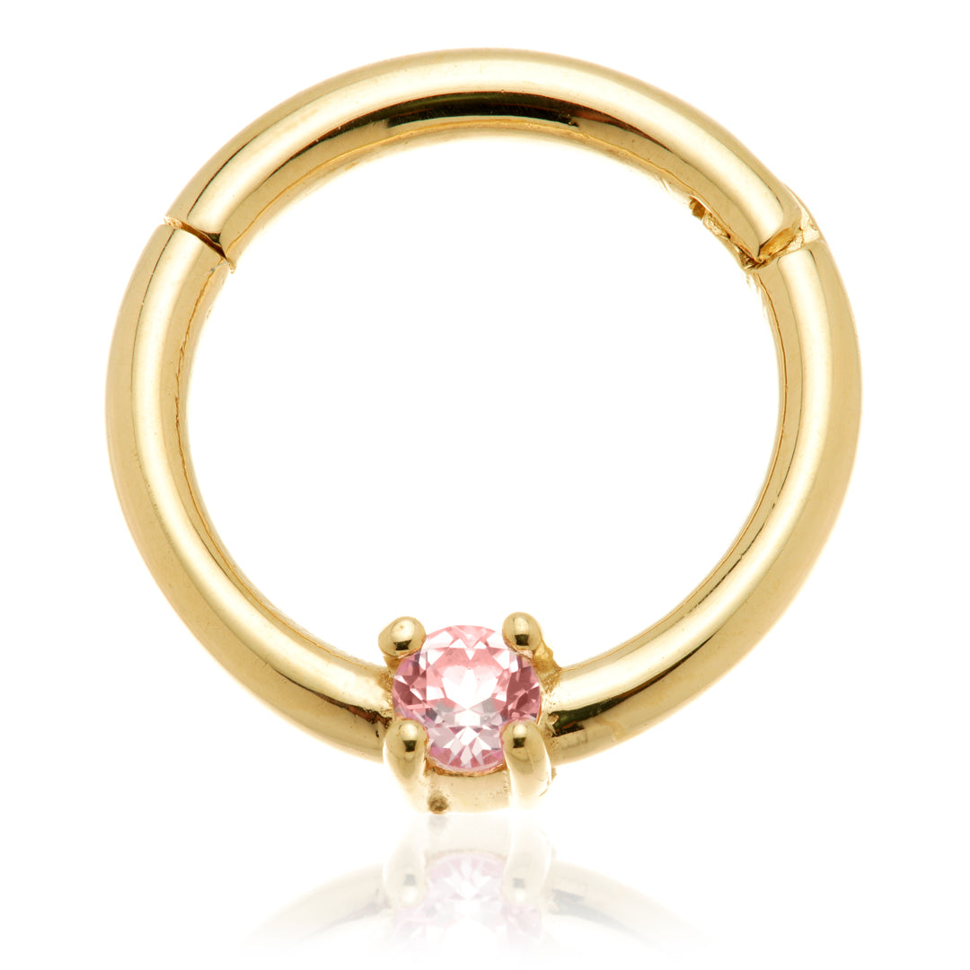 Quinn - 14ct Gold Pink Sapphire Prong Set Hinge Ring