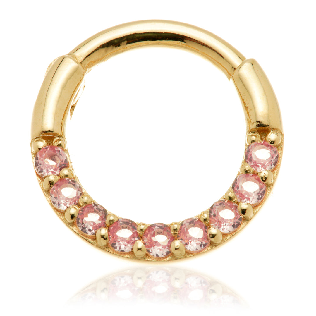 Amara - 14ct Gold Pavé Pink Sapphire Daith Septum Ring