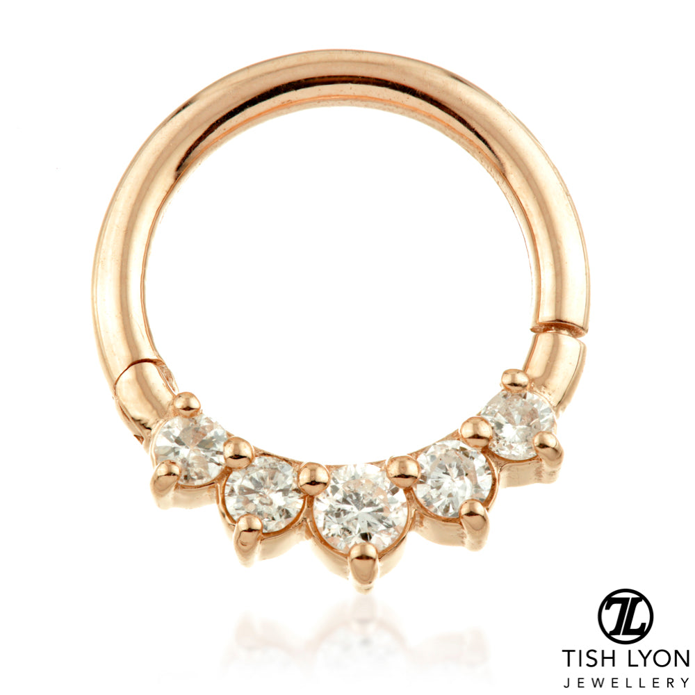 Vivien - 14ct Gold Front Facing Diamond Hinged Ring