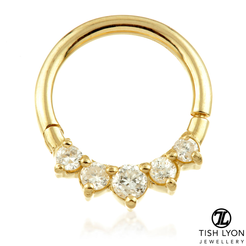 Vivien - 14ct Gold Front Facing Diamond Hinged Ring