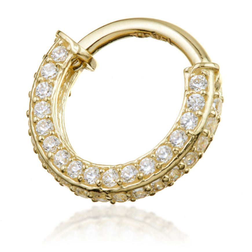 Gold Double Sided Pave Gem Hinge Ring