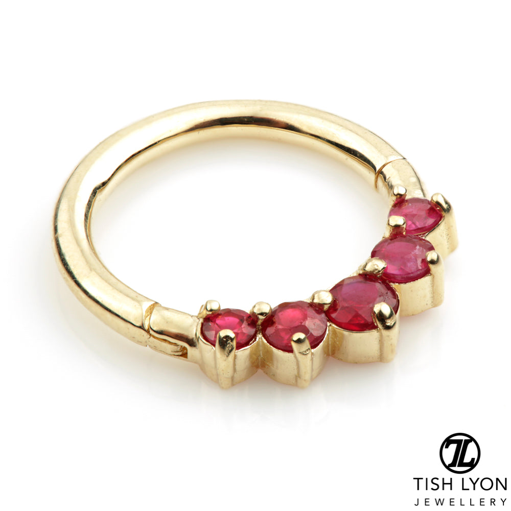 14ct Gold Front Facing Ruby Hinge Ring
