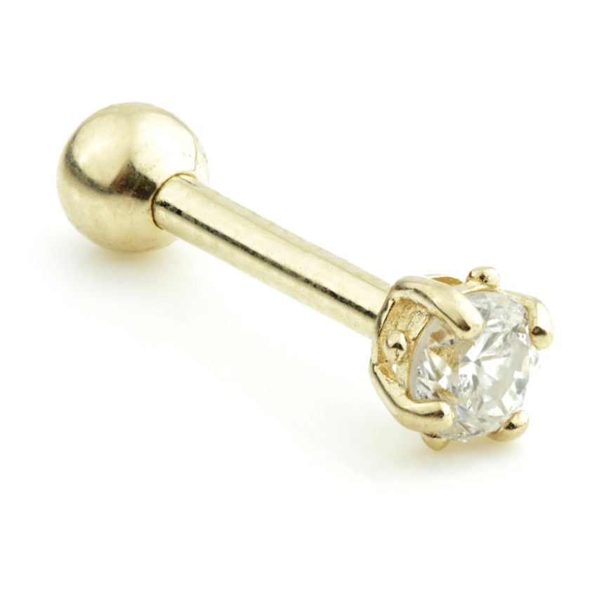 9ct Gold Large Prong Gem Barbell Earring
