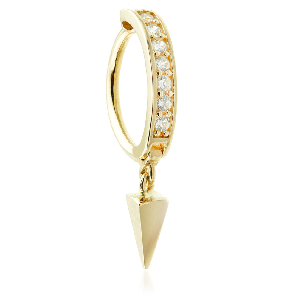 Gold CZ Pavé Rook Ring With Pendant