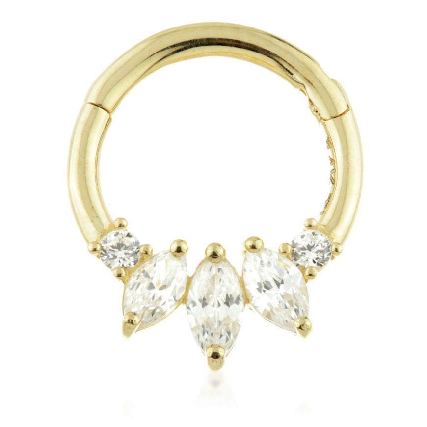 Gold Triple Marquise Hinge Daith Ring