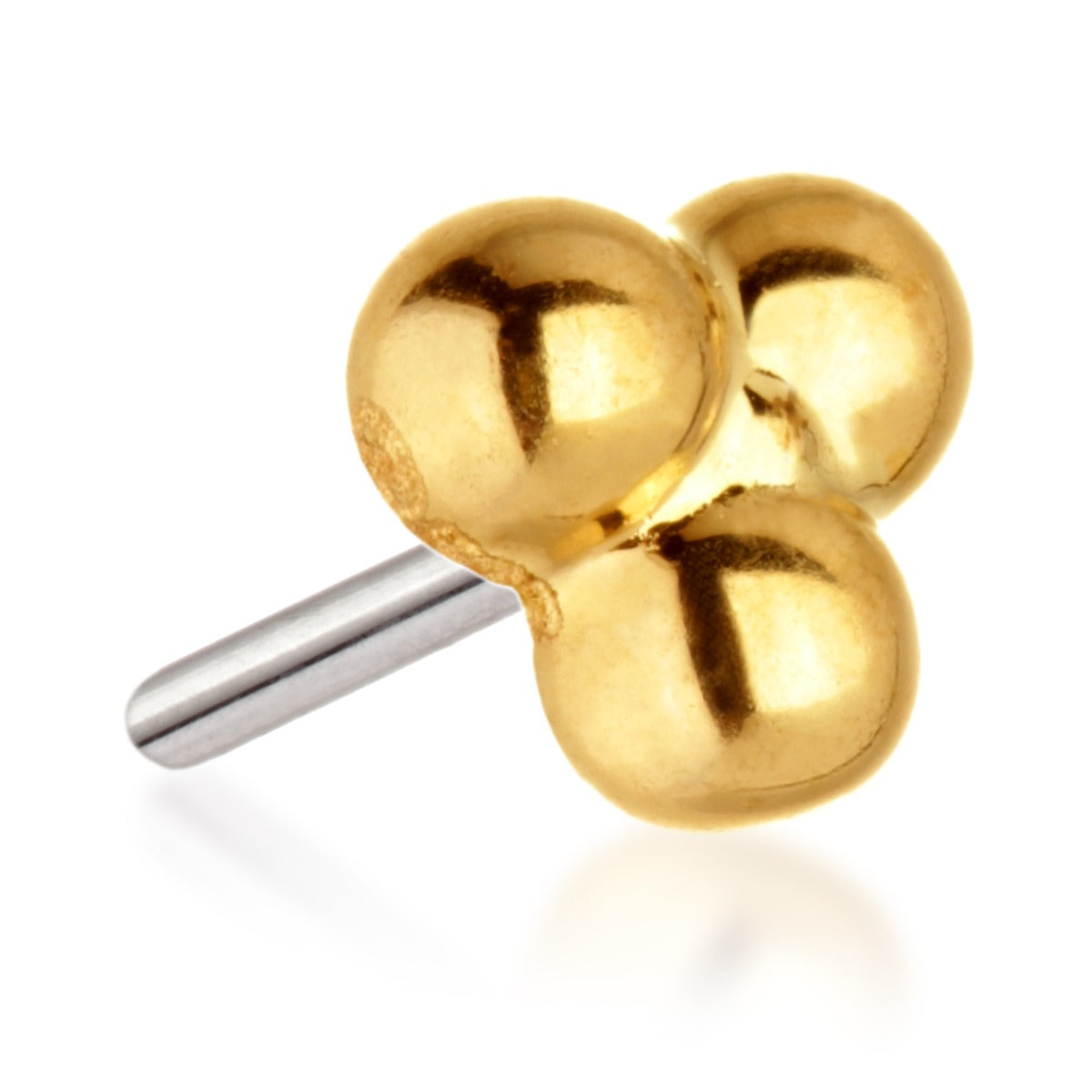 14ct Threadless Gold Triple Ball Pin Attachment