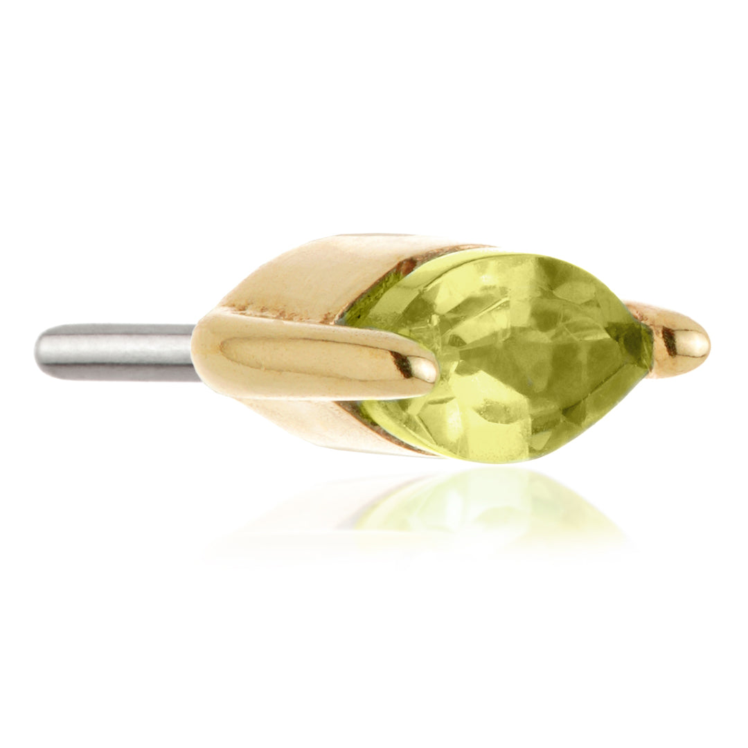14ct Threadless Gold Marquise Peridot Pin Attachment
