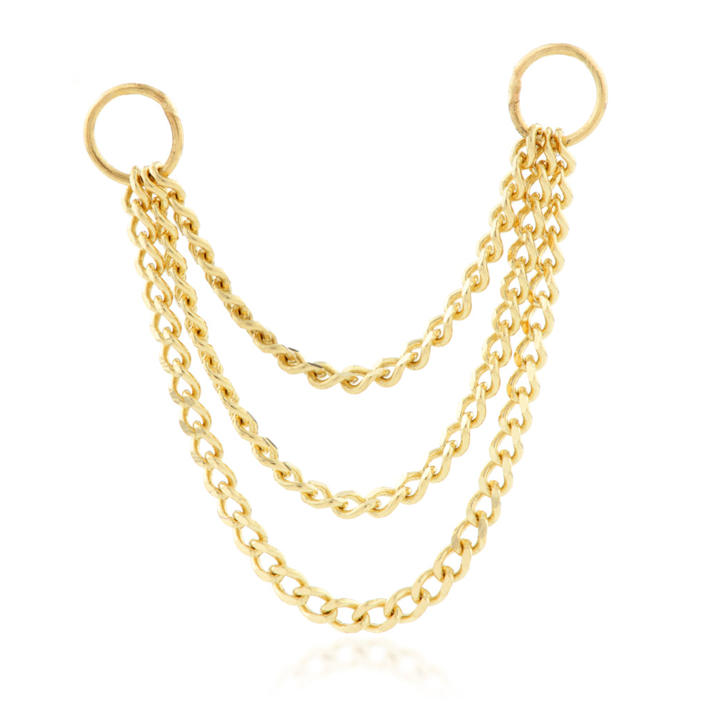 14ct Gold Hanging Triple Chain Charm