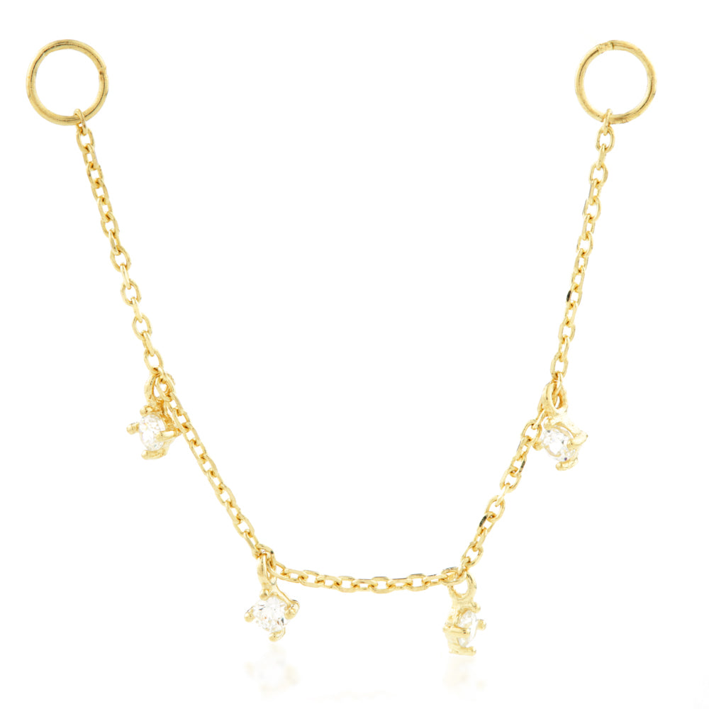 14ct Gold Hanging Chain Charm with Gems