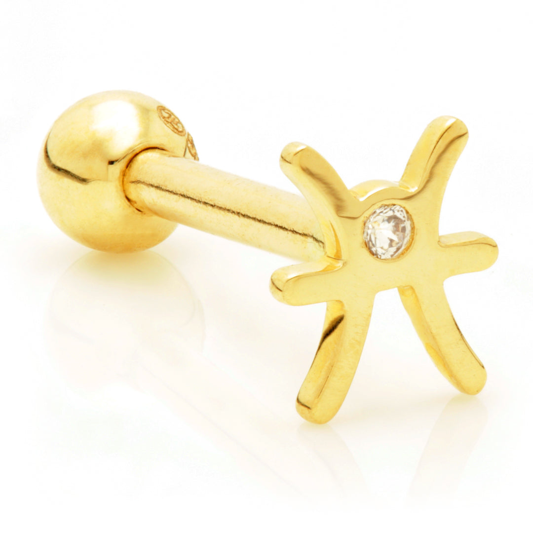Solid Gold Jewelled Zodiac Pisces Microbar