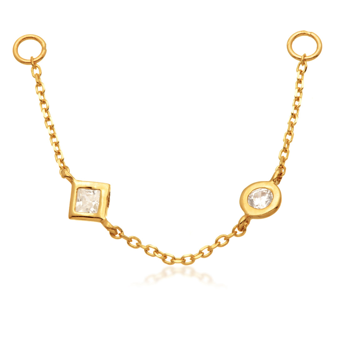 14ct Gold Chain with Round Gems