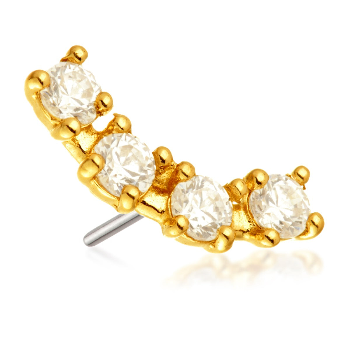 Jewelled Prong Crescent Threadless Pin Attachment