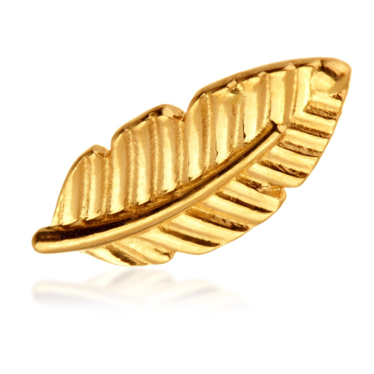 Gold Feather Threadless Pin Attachment