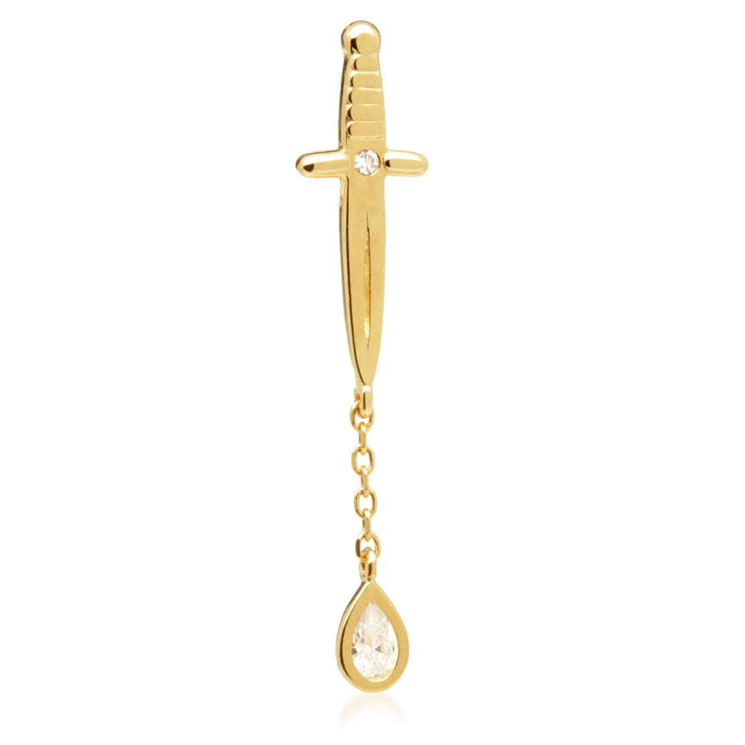Sword & Hanging Gem Threadless Pin Attachment