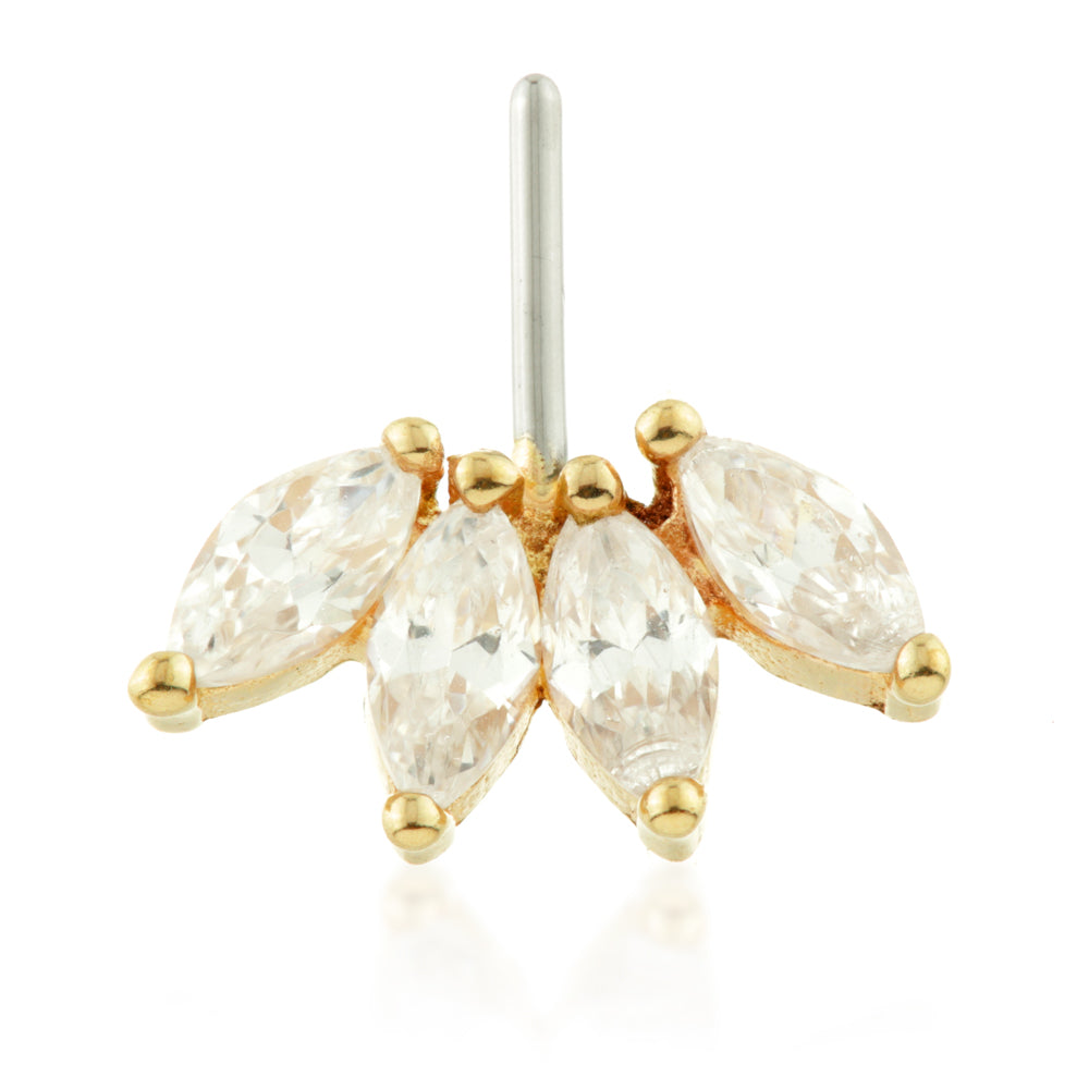 Front Facing Marquise Gem Cluster Threadless Pin Attachment